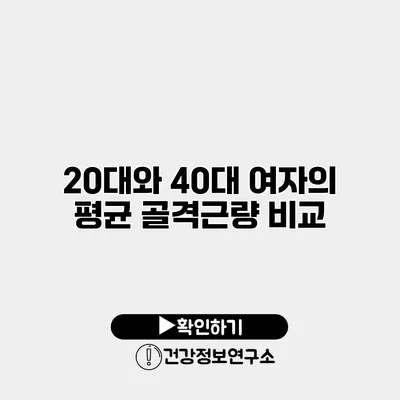 20대와 40대 여자의 평균 골격근량 비교