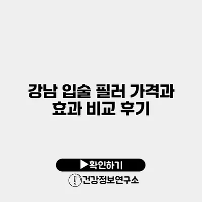 강남 입술 필러 가격과 효과 비교 후기