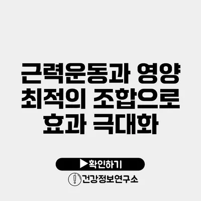 근력운동과 영양 최적의 조합으로 효과 극대화