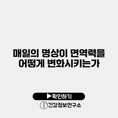 매일의 명상이 면역력을 어떻게 변화시키는가?