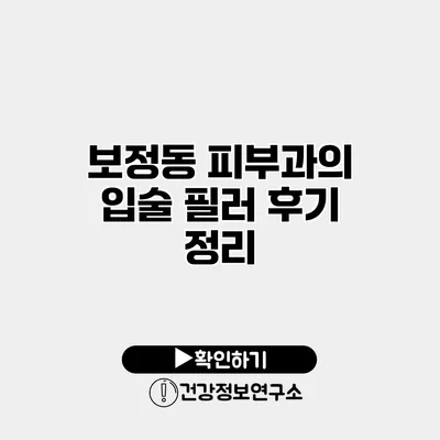 보정동 피부과의 입술 필러 후기 정리