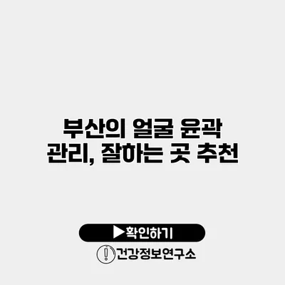 부산의 얼굴 윤곽 관리, 잘하는 곳 추천