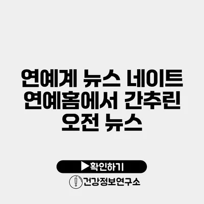 연예계 뉴스 네이트 연예홈에서 간추린 오전 뉴스