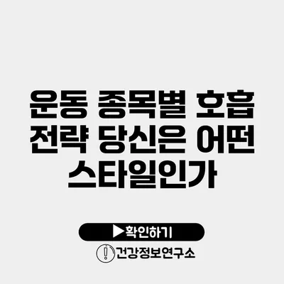 운동 종목별 호흡 전략 당신은 어떤 스타일인가?