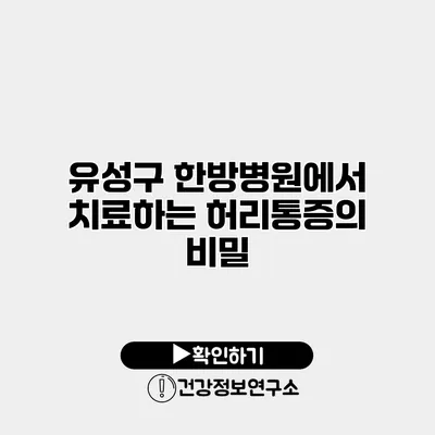 유성구 한방병원에서 치료하는 허리통증의 비밀