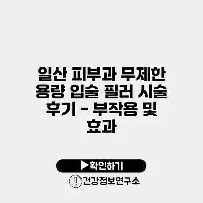 일산 피부과 무제한 용량 입술 필러 시술 후기 - 부작용 및 효과