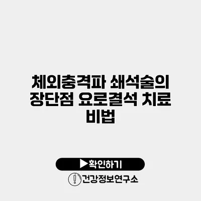 체외충격파 쇄석술의 장단점 요로결석 치료 비법