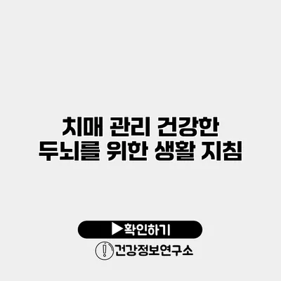 치매 관리 건강한 두뇌를 위한 생활 지침