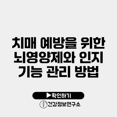 치매 예방을 위한 뇌영양제와 인지 기능 관리 방법