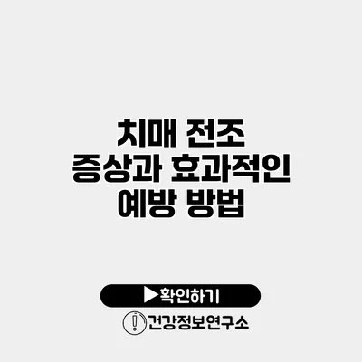 치매 전조 증상과 효과적인 예방 방법