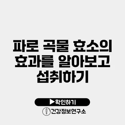 파로 곡물 효소의 효과를 알아보고 섭취하기