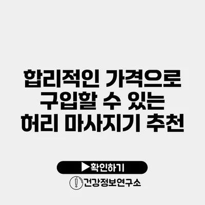 합리적인 가격으로 구입할 수 있는 허리 마사지기 추천