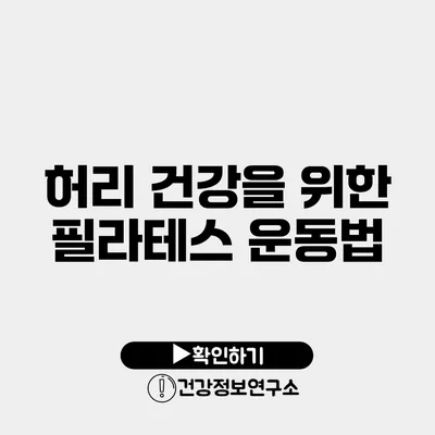 허리 건강을 위한 필라테스 운동법