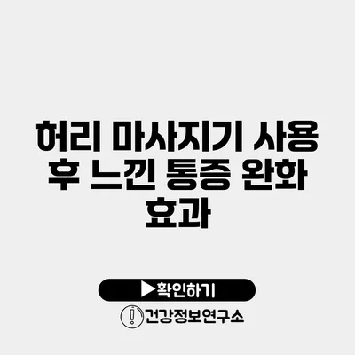 허리 마사지기 사용 후 느낀 통증 완화 효과