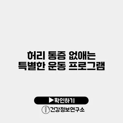 허리 통증 없애는 특별한 운동 프로그램