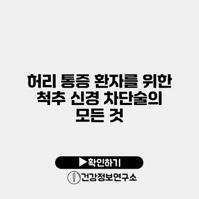 허리 통증 환자를 위한 척추 신경 차단술의 모든 것