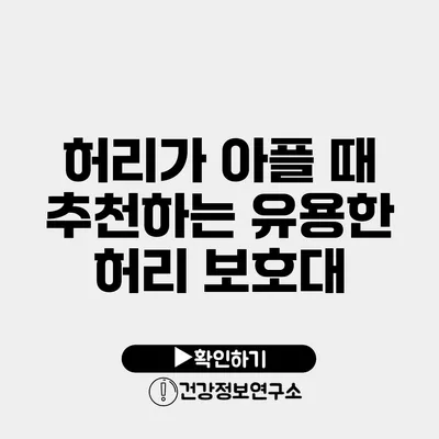 허리가 아플 때 추천하는 유용한 허리 보호대