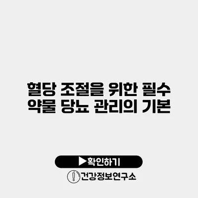 혈당 조절을 위한 필수 약물 당뇨 관리의 기본