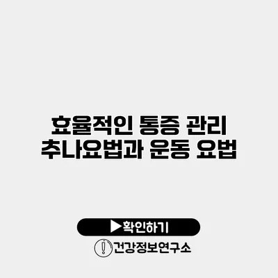 효율적인 통증 관리 추나요법과 운동 요법