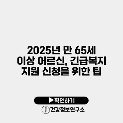 2025년 만 65세 이상 어르신, 긴급복지 지원 신청을 위한 팁