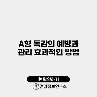A형 독감의 예방과 관리 효과적인 방법