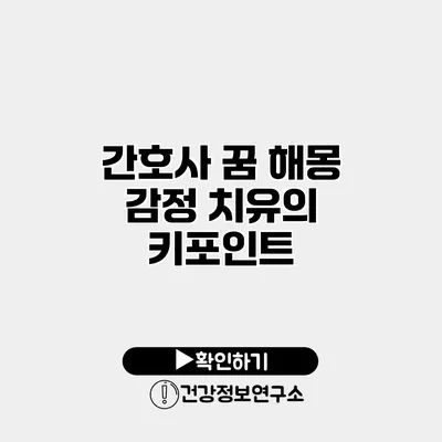 간호사 꿈 해몽 감정 치유의 키포인트
