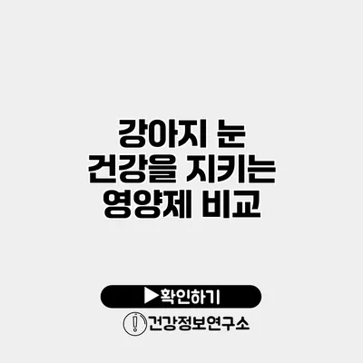 강아지 눈 건강을 지키는 영양제 비교