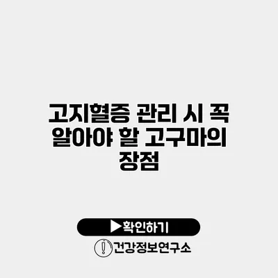 고지혈증 관리 시 꼭 알아야 할 고구마의 장점