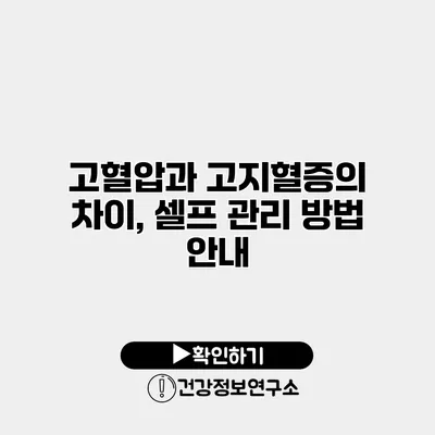 고혈압과 고지혈증의 차이, 셀프 관리 방법 안내