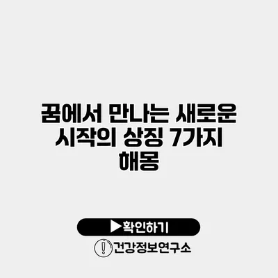 꿈에서 만나는 새로운 시작의 상징 7가지 해몽