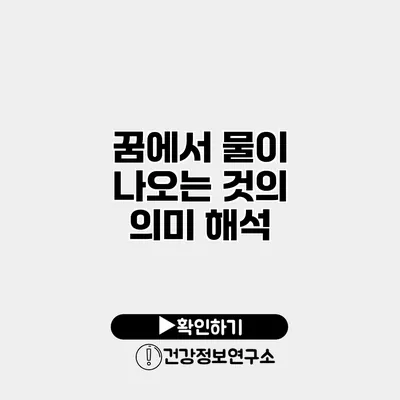 꿈에서 물이 나오는 것의 의미 해석