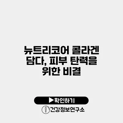 뉴트리코어 콜라겐 담다, 피부 탄력을 위한 비결