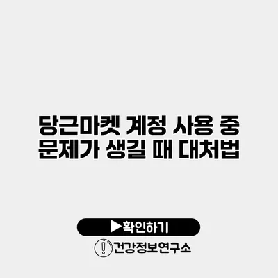 당근마켓 계정 사용 중 문제가 생길 때 대처법