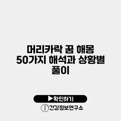 머리카락 꿈 해몽 50가지 해석과 상황별 풀이