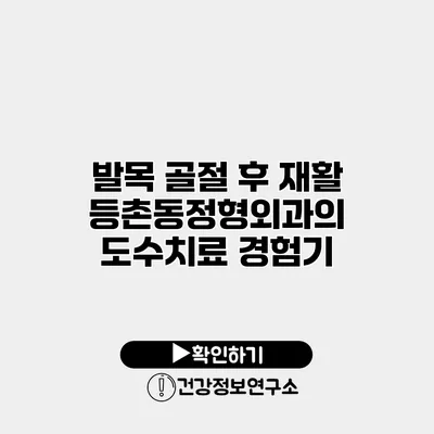 발목 골절 후 재활 등촌동정형외과의 도수치료 경험기