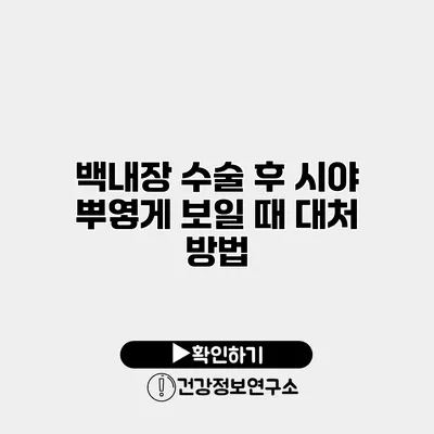 백내장 수술 후 시야 뿌옇게 보일 때 대처 방법