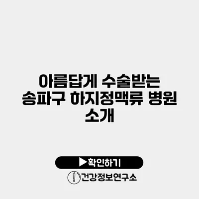 아름답게 수술받는 송파구 하지정맥류 병원 소개