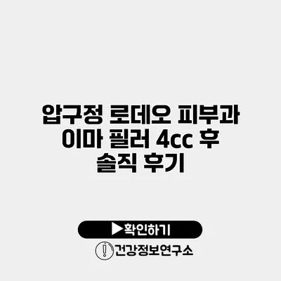 압구정 로데오 피부과 이마 필러 4cc 후 솔직 후기