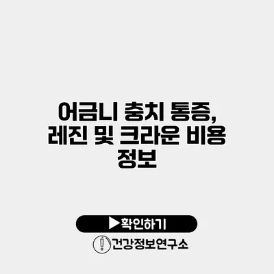 어금니 충치 통증, 레진 및 크라운 비용 정보