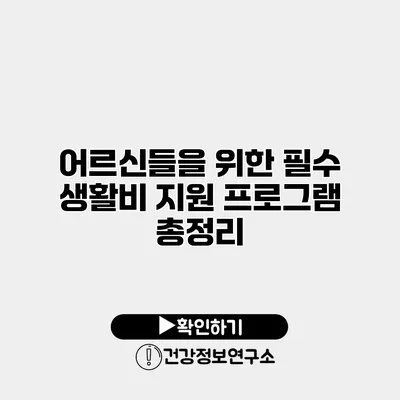 어르신들을 위한 필수 생활비 지원 프로그램 총정리