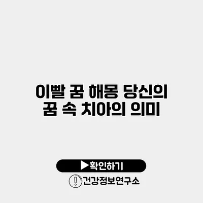 이빨 꿈 해몽 당신의 꿈 속 치아의 의미