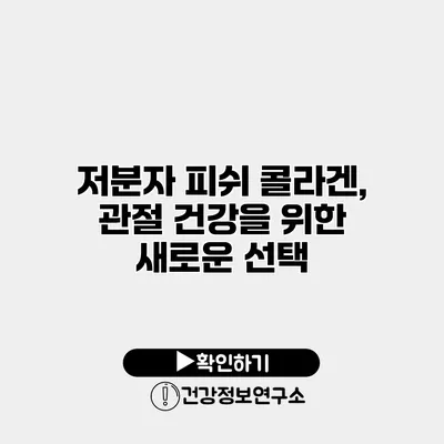 저분자 피쉬 콜라겐, 관절 건강을 위한 새로운 선택