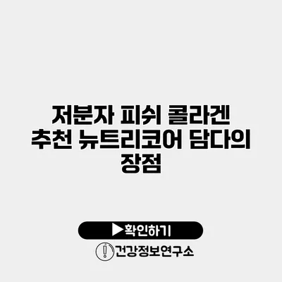 저분자 피쉬 콜라겐 추천 뉴트리코어 담다의 장점