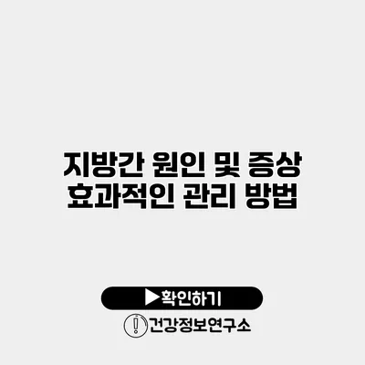 지방간 원인 및 증상 효과적인 관리 방법