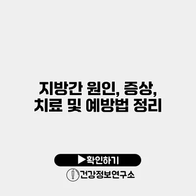 지방간 원인, 증상, 치료 및 예방법 정리