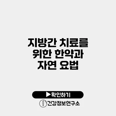 지방간 치료를 위한 한약과 자연 요법