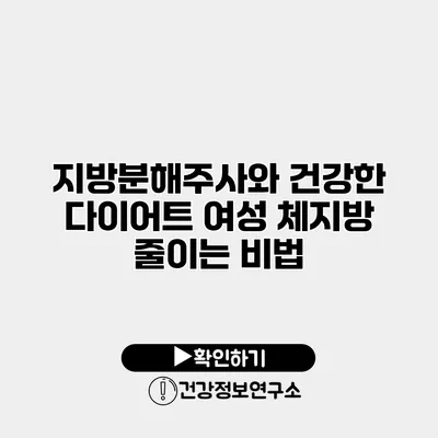 지방분해주사와 건강한 다이어트 여성 체지방 줄이는 비법
