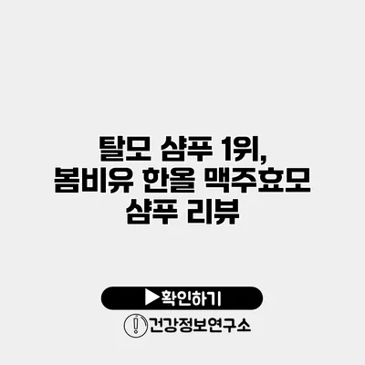탈모 샴푸 1위, 봄비유 한올 맥주효모 샴푸 리뷰