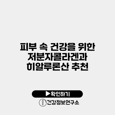피부 속 건강을 위한 저분자콜라겐과 히알루론산 추천