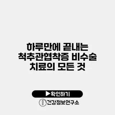 하루만에 끝내는 척추관협착증 비수술 치료의 모든 것